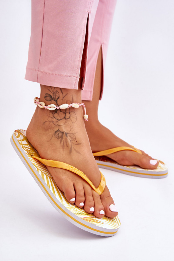 Women's Fashionable Flip Flops Big Star LL274819 Yellow