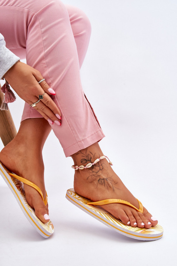 Women's Fashionable Flip Flops Big Star LL274819 Yellow