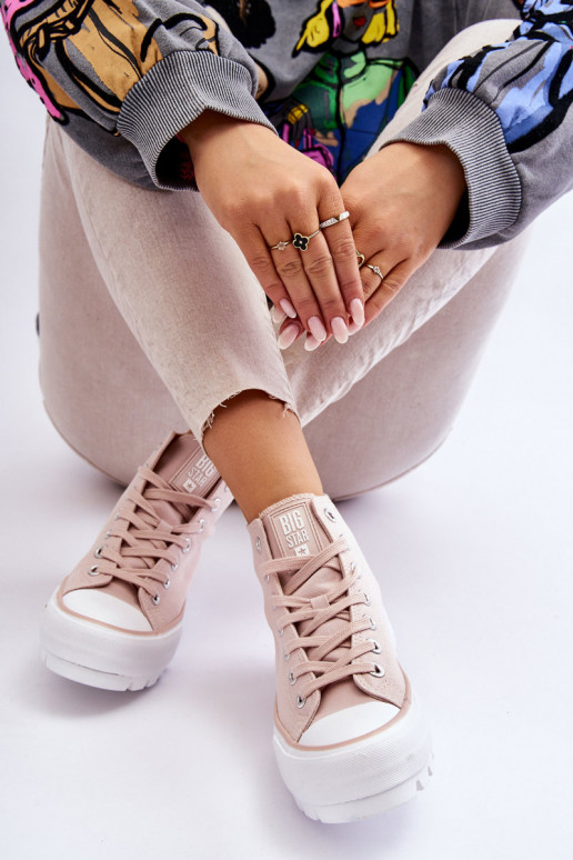 High Fabric Platform Sneakers Big Star LL274157 Nude
