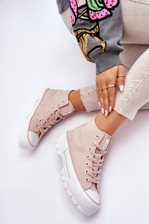High Fabric Platform Sneakers Big Star LL274157 Nude