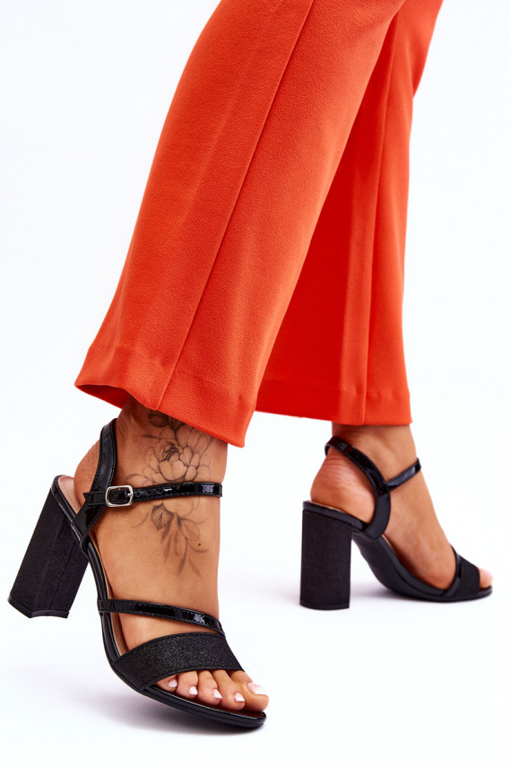 Glossy High Heel Sandals Black Alicia