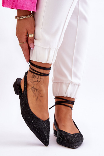 Tied Ballerinas With Rhinestones Black Mavis