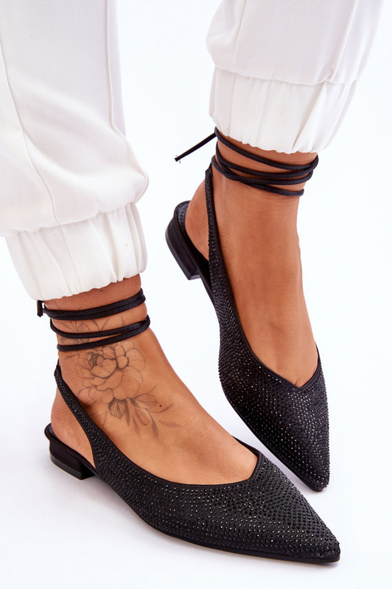 Tied Ballerinas With Rhinestones Black Mavis