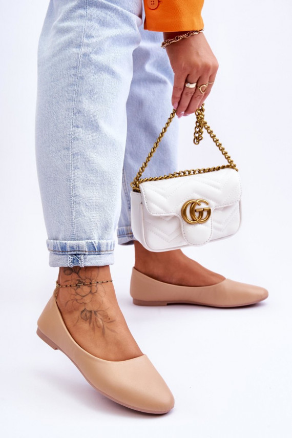 Leather Classic Beige Ballerina Flats Stacee