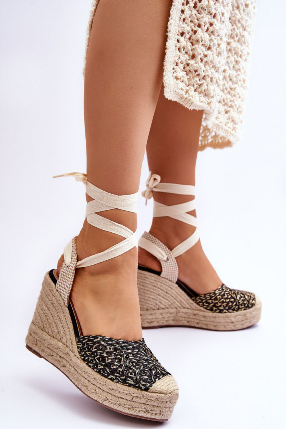 Tied Women's Wedge Sandals Black Josephine