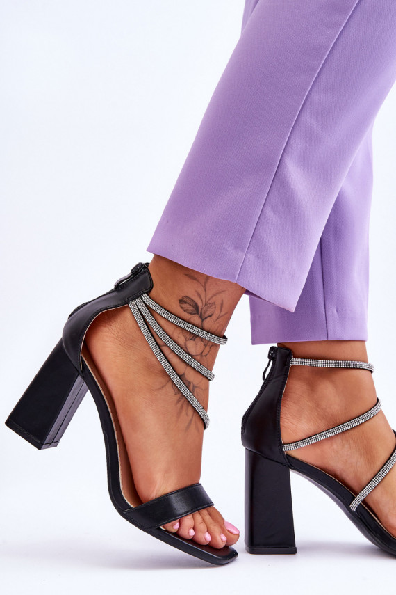 Fashionable Sandals With Zircons Black Carma
