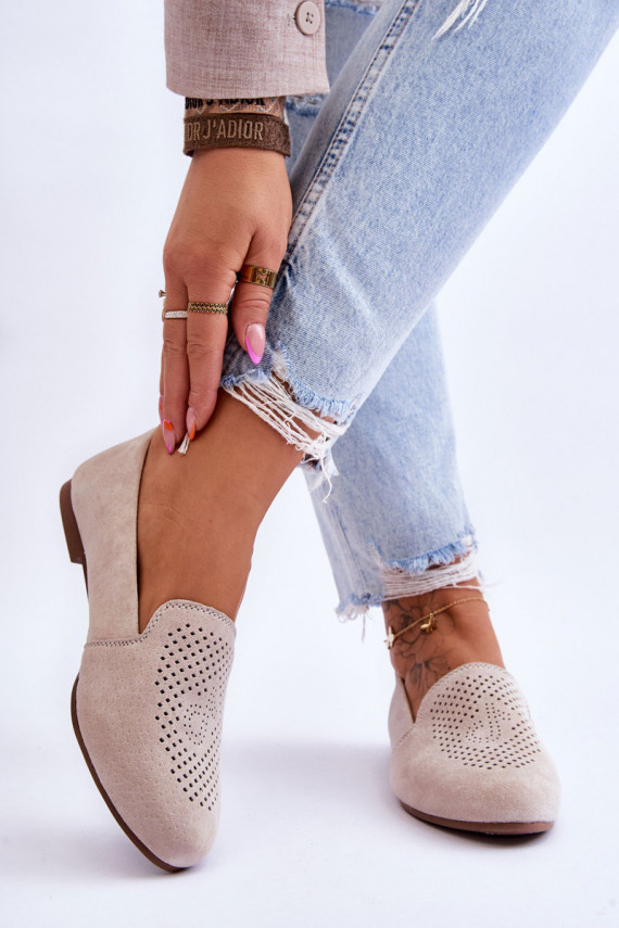 Suede Comfortable Loafers Beige Giovana