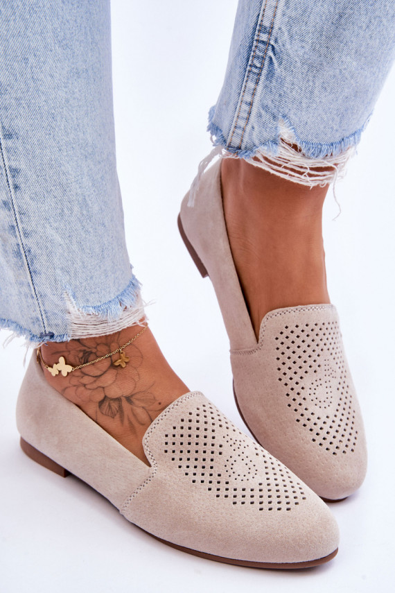 Suede Comfortable Loafers Beige Giovana