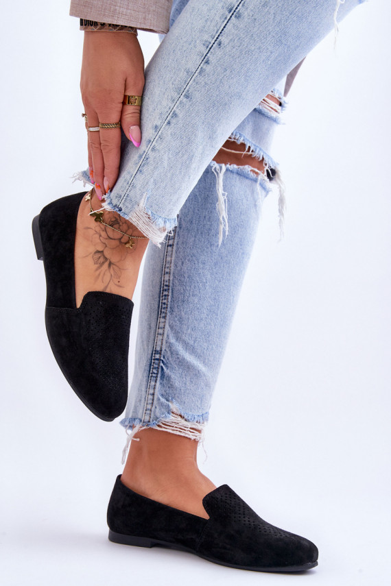 Suede Comfortable Loafers Black Giovana