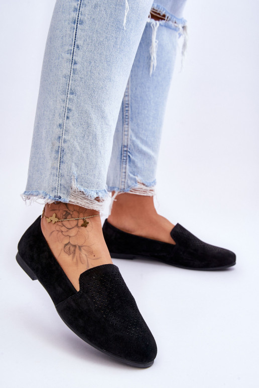 Suede Comfortable Loafers Black Giovana