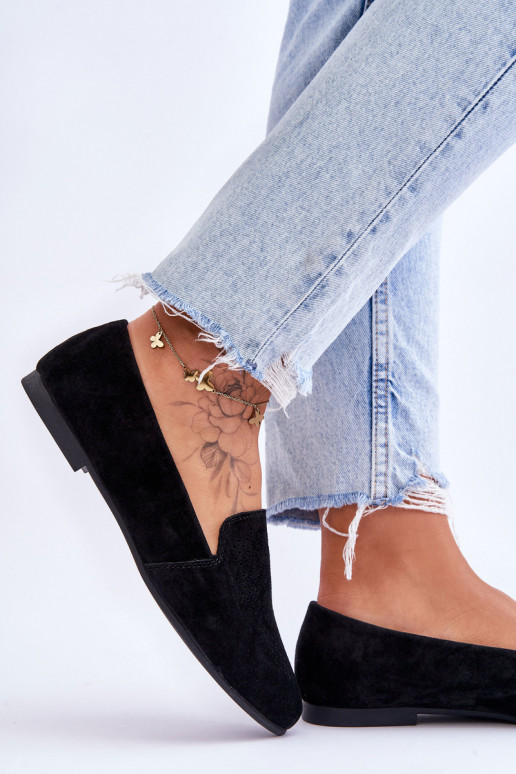 Suede Comfortable Loafers Black Giovana