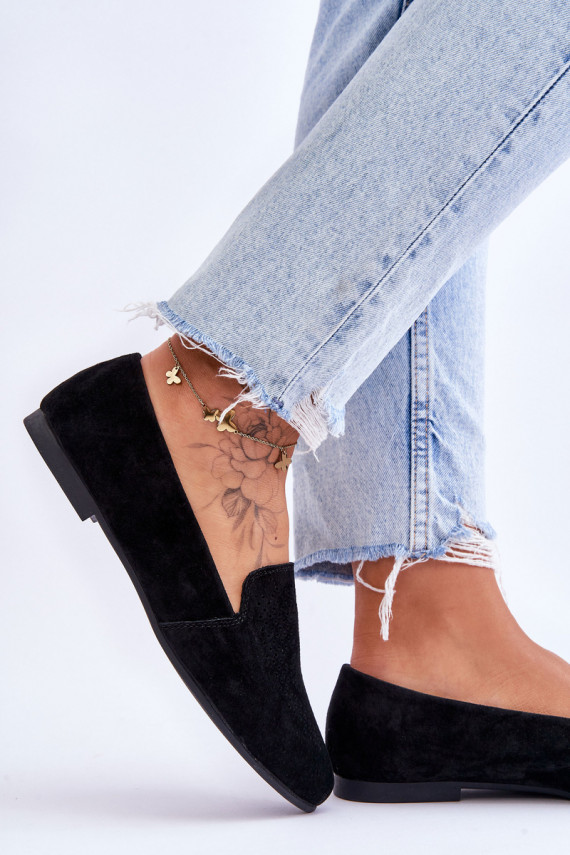Suede Comfortable Loafers Black Giovana