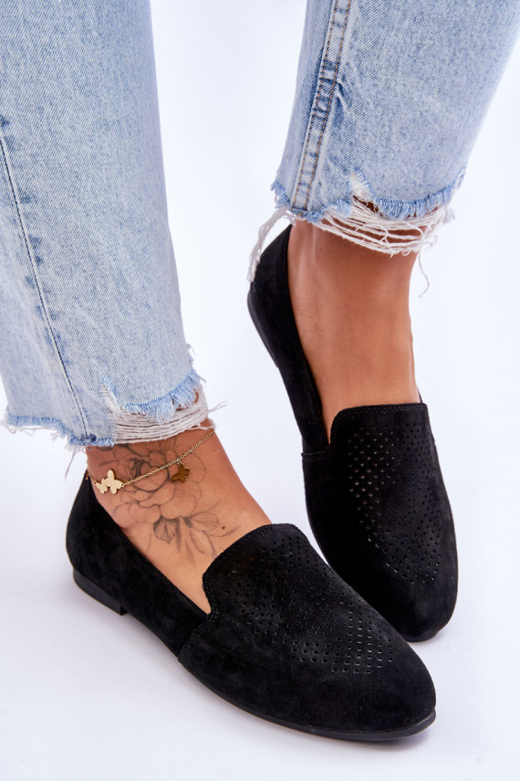 Suede Comfortable Loafers Black Giovana
