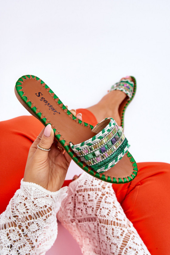 Women's Embellished Slippers Green Bellisa