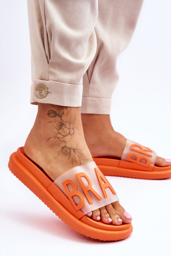 Women's Platform Slippers Orange Brave