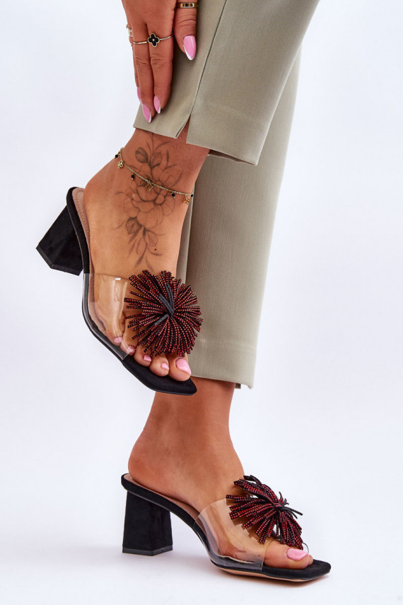 Fashionable Transparent High Heel Slippers S.Barski KV-AP658-1 Black