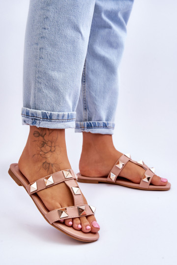 Women's Slippers With Large Studs Nude Mercure 2