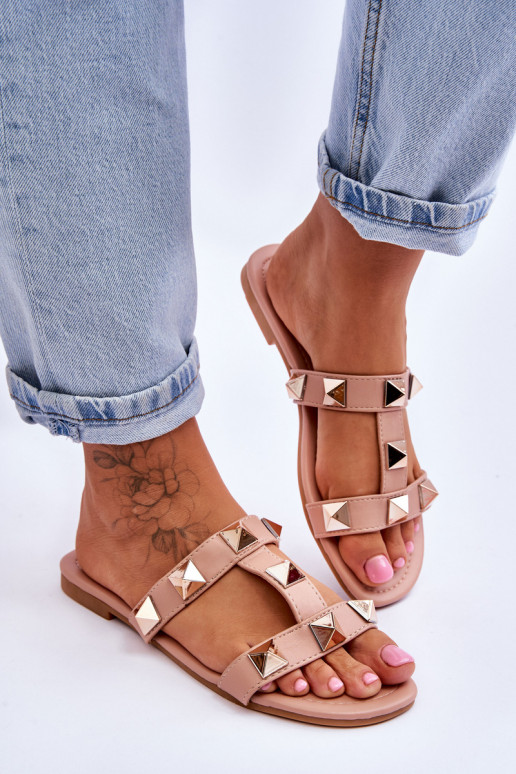 Women's Slippers With Large Studs Nude Mercure