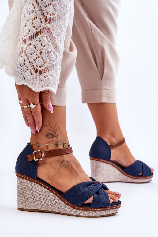 Women's Wedge Sandals navy blue Daphne