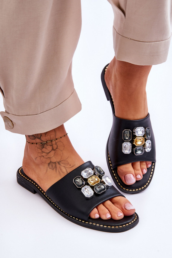 Women's Sandals With Stones S.Barski KV-2775-31 Black
