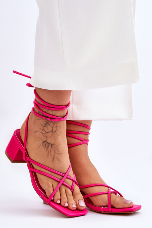 Tied Sandals With High Heels Pink Secret Love