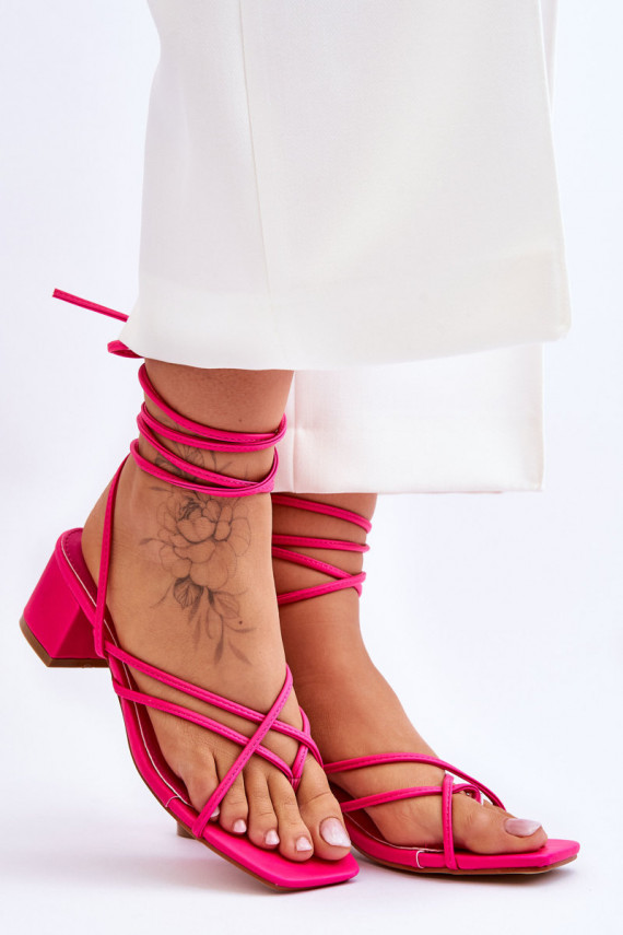 Tied Sandals With High Heels Pink Secret Love