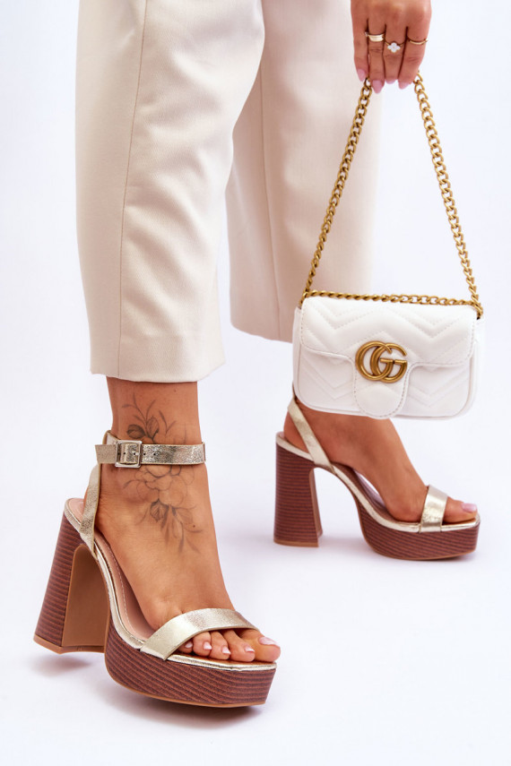 Leather Sandals On A Chunky Platform gold Marina