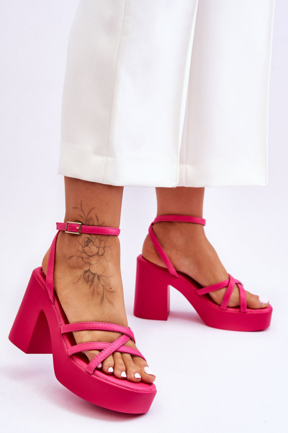 Fashionable High Heels Sandals With Straps Fuchsia Shemira