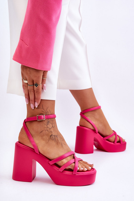Fashionable High Heels Sandals With Straps Fuchsia Shemira