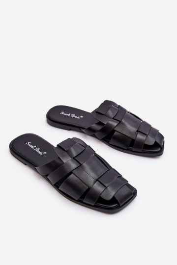 Women's Striped Slippers Black Reyna 2