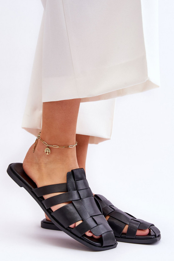Women's Striped Slippers Black Reyna