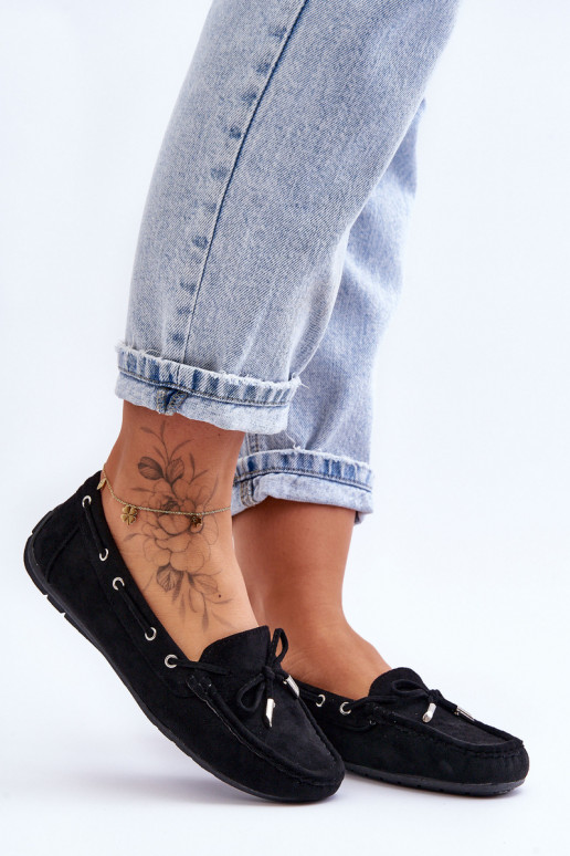Women's Suede Loafers Black Si Passione