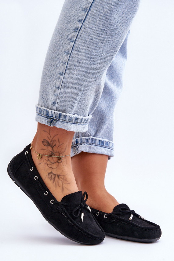 Women's Suede Loafers Black Si Passione