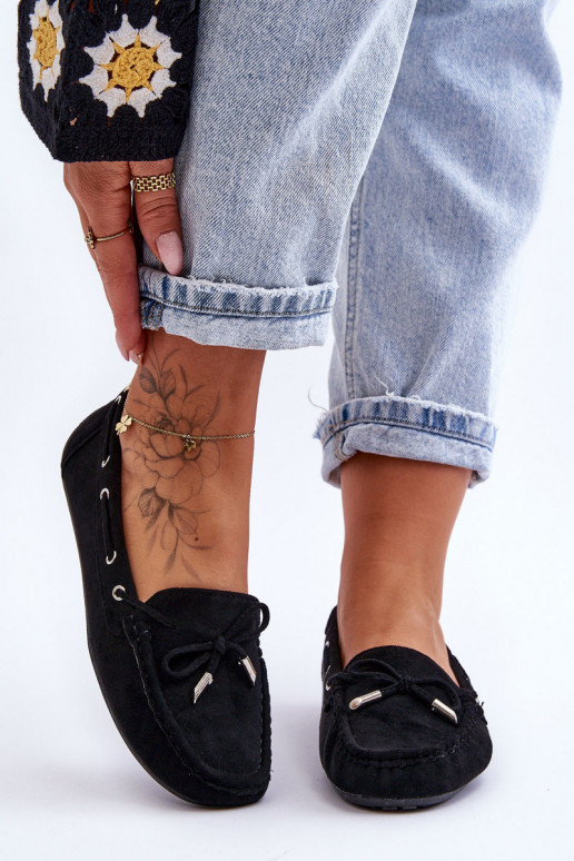 Women's Suede Loafers Black Si Passione