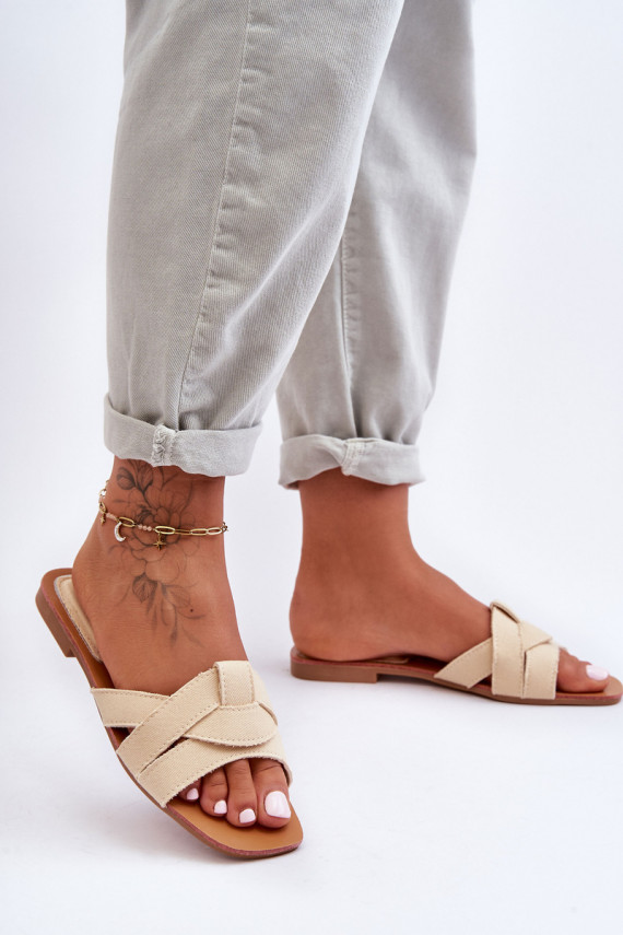 Women's Material Slippers Beige Aversa