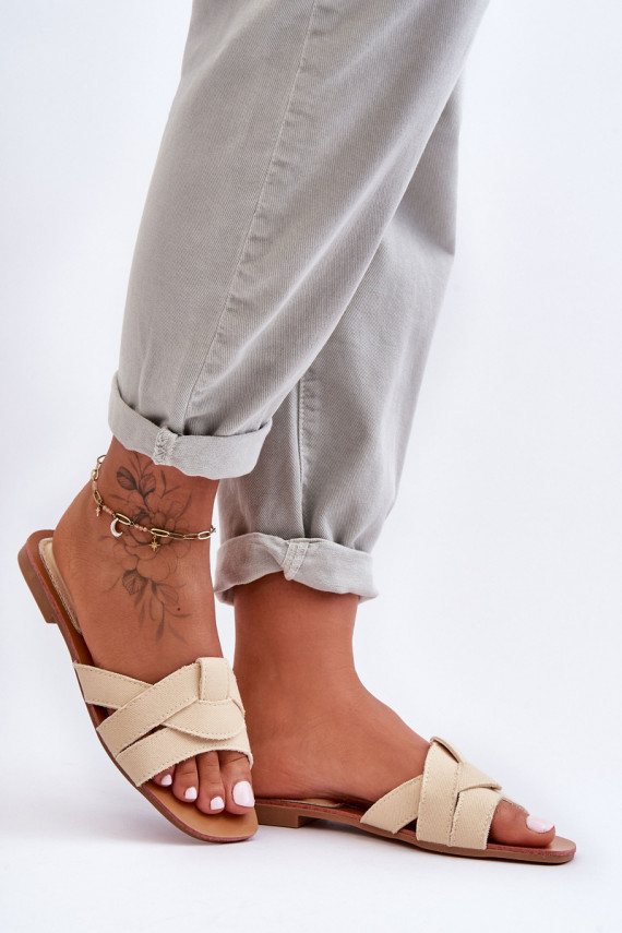Women's Material Slippers Beige Aversa
