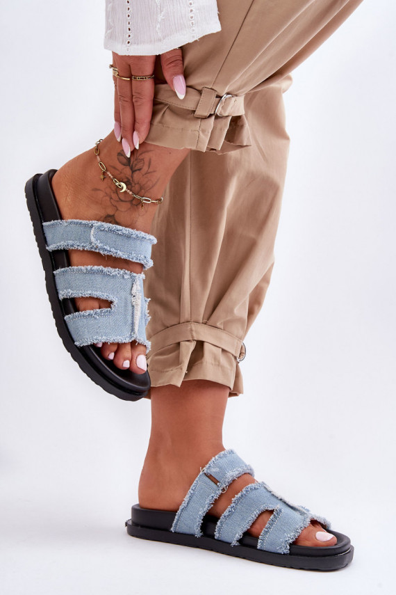 Women's Material Slippers Zip with Blue Lamirose