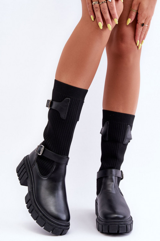 Women's Ankle Boots with Sock Black Abroze