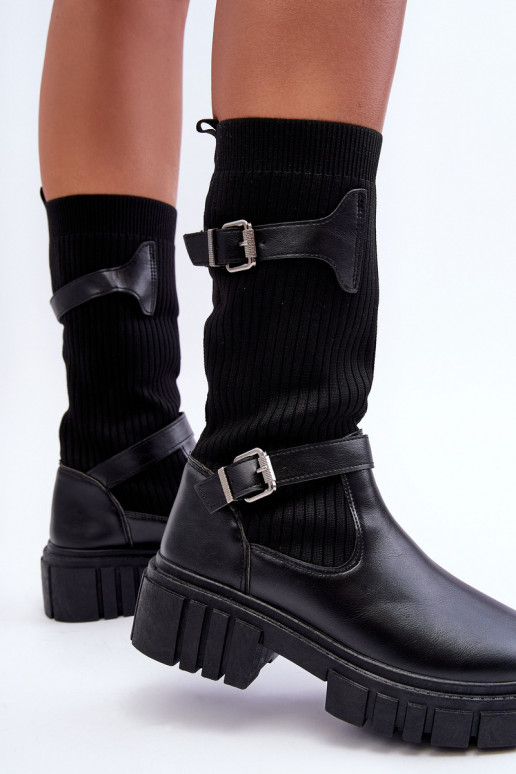 Women's Ankle Boots with Sock Black Abroze
