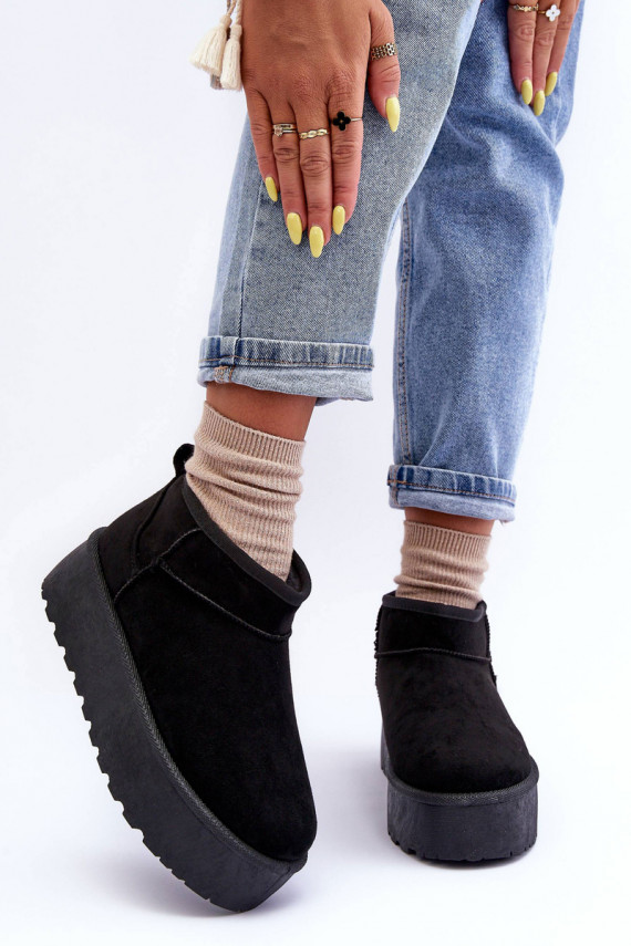 Suede Snow Boots On Platform Black Corcoran