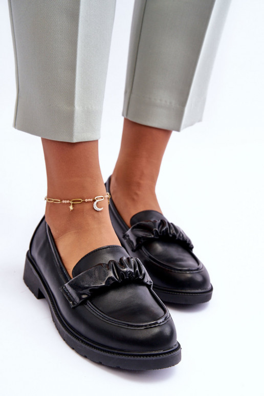Leather Loafers Half-Boots on Flat Heel Black SBarski HY335