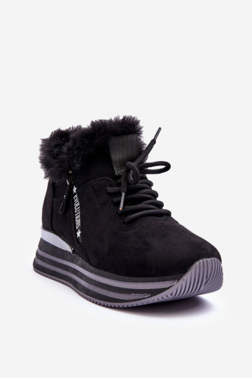 Platform Furry Sports Shoes Black Jamarie 2