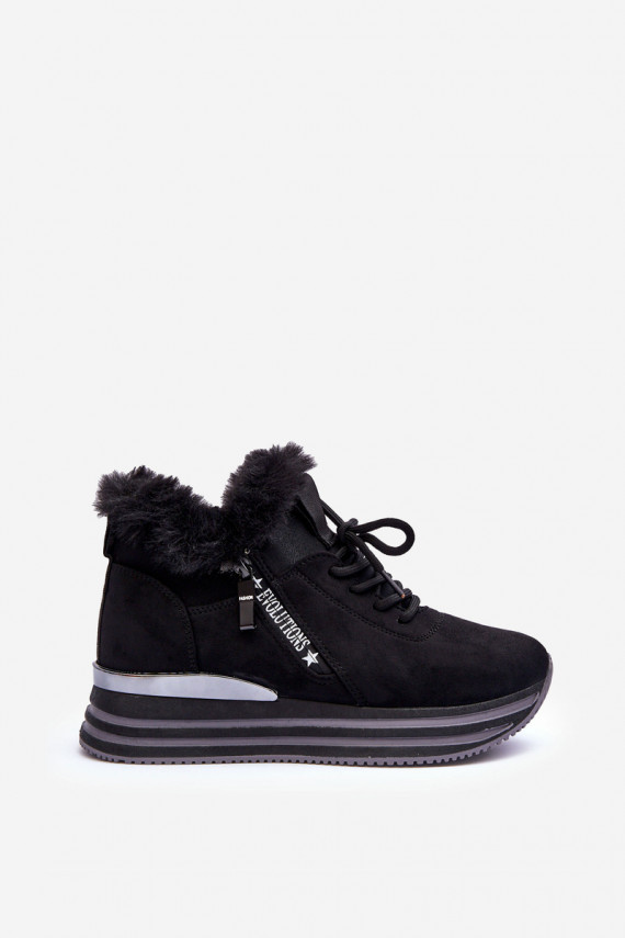 Platform Furry Sports Shoes Black Jamarie