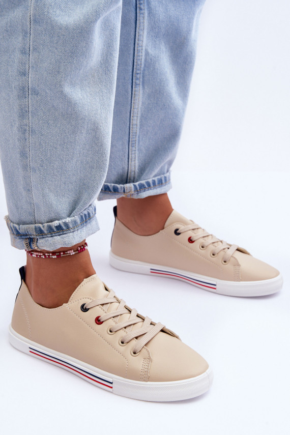 Women's Leather Sport Shoes Beige Mossaia