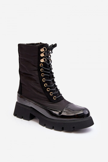 Women's Insulated Work Boots Flat Heel Black Saranema 2