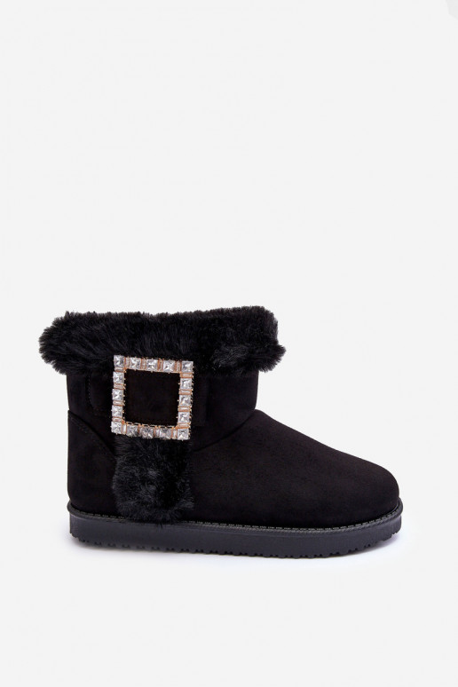 Faux Fur Lined Lace-up Snow Boots Black Dulca