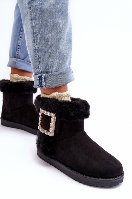 Faux Fur Lined Lace-up Snow Boots Black Dulca
