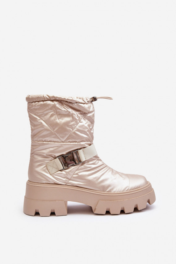 Women's Boots On Massive Sole And Flat Heel Beige Werikse