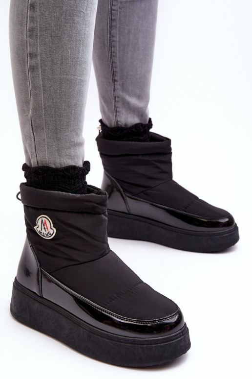 Women's Slip-On Snow Boots On Platform Black Gattea