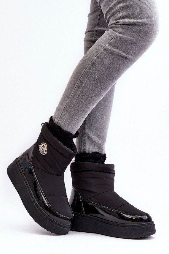 Women's Slip-On Snow Boots On Platform Black Gattea
